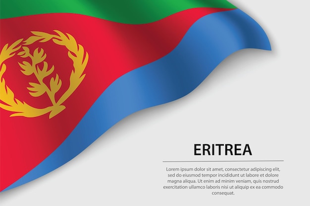 Wave flag of Eritrea on white background Banner or ribbon vector template for independence day