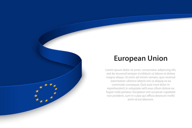 Wave flag of European Union with copyspace background