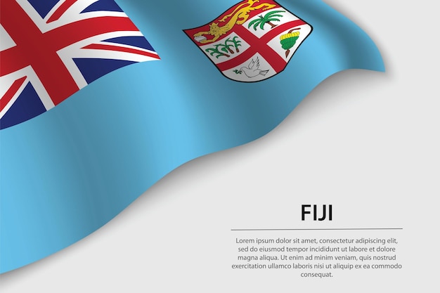 Wave flag of fiji on white background banner or ribbon vector template for independence day