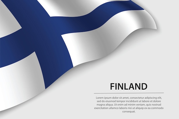 Vector wave flag of finland on white background banner or ribbon vector template for independence day