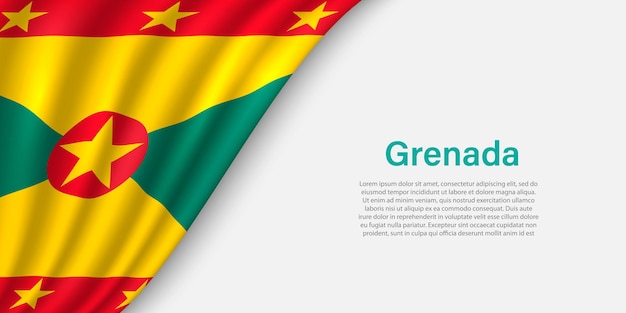 Wave flag of grenada on white background