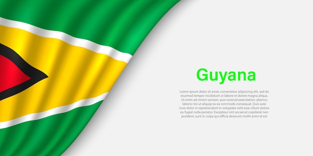 Wave flag of Guyana on white background