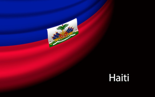 Wave flag of Haiti on dark background