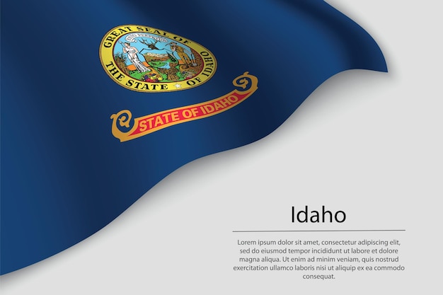 Wave flag of Idaho is a state of United States Banner or ribbon vector template