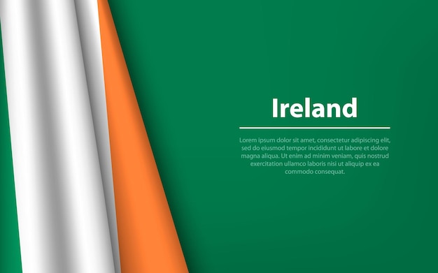 Wave flag of Ireland with copyspace background