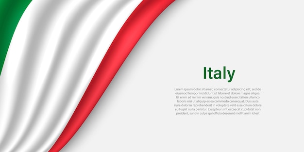 Wave flag of Italy on white background