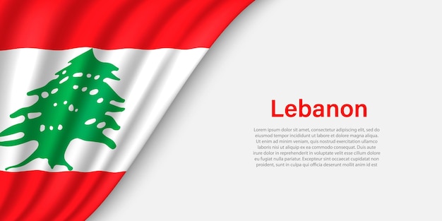 Wave flag of Lebanon on white background