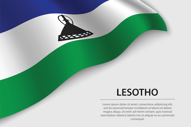 Wave flag of Lesotho on white background Banner or ribbon vector template for independence day