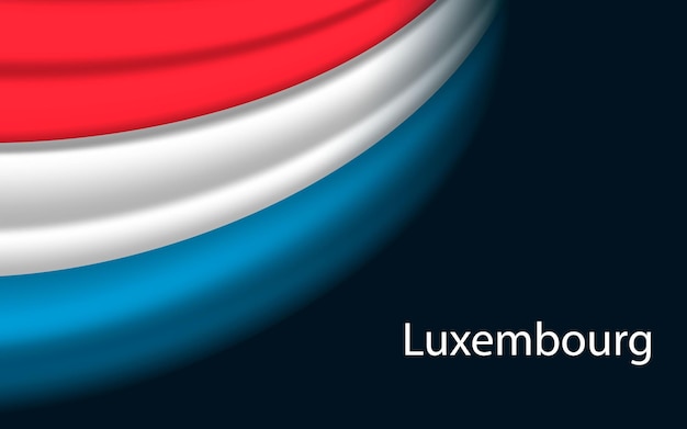 Wave flag of Luxembourg on dark background Banner or ribbon vector template