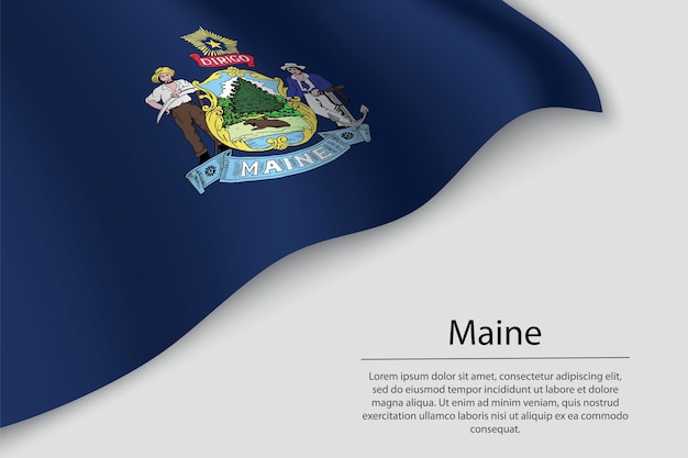 Wave flag of Maine is a state of United States Banner or ribbon vector template