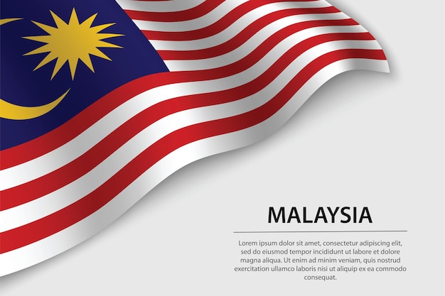 Wave flag of Malaysia on white background Banner or ribbon vector template for independence day