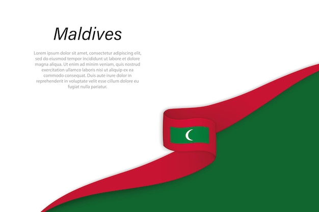 コピースペースの背景でマルディブの旗を振る