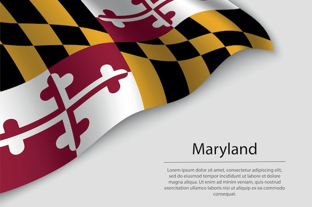 La bandiera dell'onda del maryland è uno stato degli stati uniti banner o modello di vettore del nastro