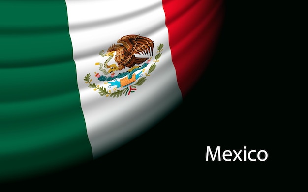 Wave flag of Mexico on dark background