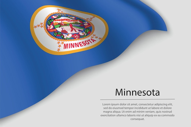La bandiera dell'onda del minnesota è uno stato degli stati uniti banner o modello di vettore del nastro