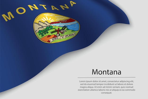 Wave flag of Montana is a state of United States Banner or ribbon vector template