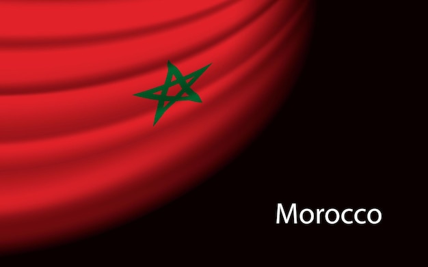 Wave flag of Morocco on dark background