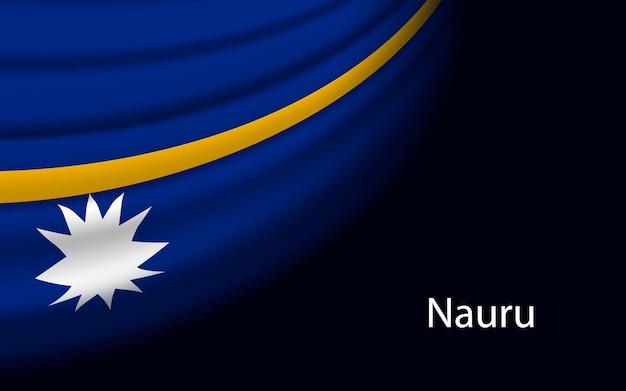 Wave flag of Nauru on dark background