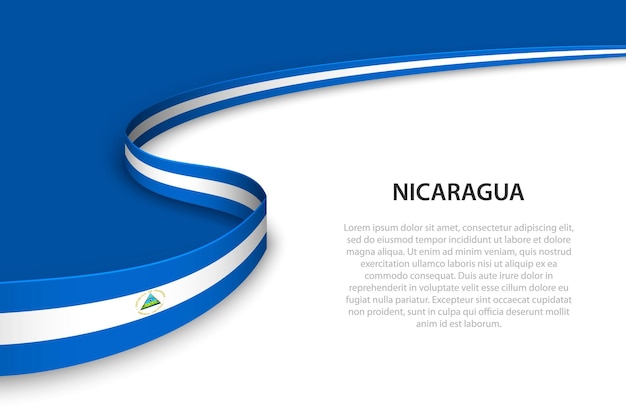 Wave flag of Nicaragua with copyspace background