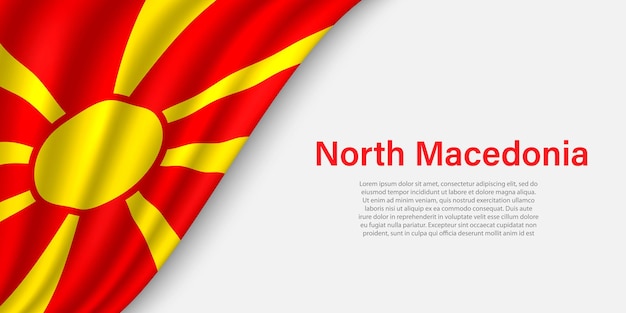 Bandiera d'onda della macedonia del nord su sfondo bianco