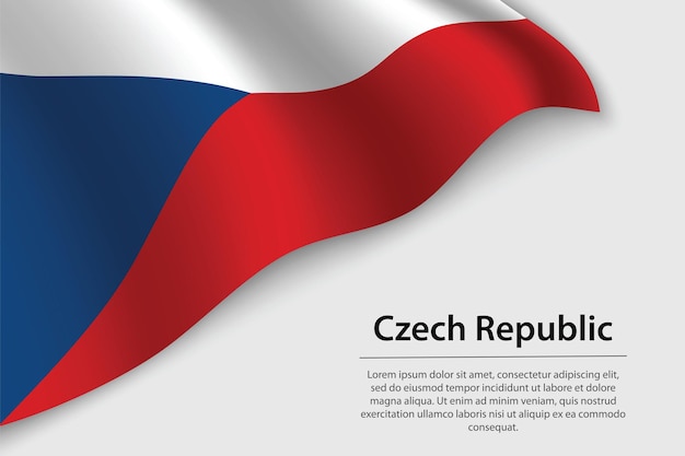 Волновой флаг чешской республики на белом фоне баннер или векторный шаблон ленты ко дню независимости