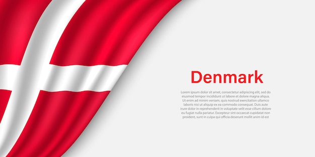 白い背景の上のデンマークの波の旗