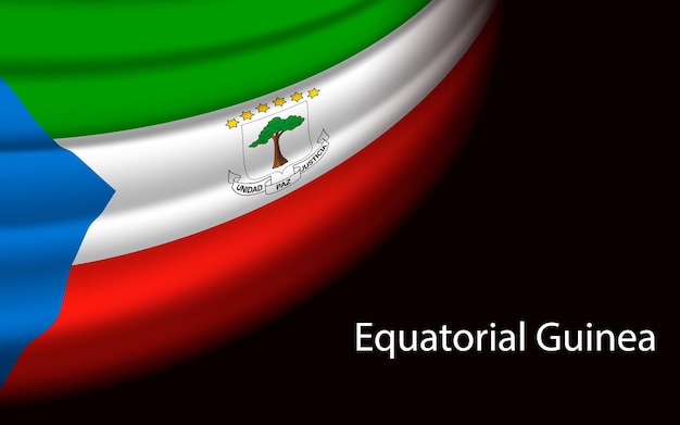 Волновой флаг экваториальной гвинеи на темном фоне