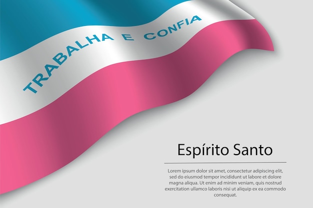 Волновой флаг эспириту-санту - это знамя штата бразилия или векторный шаблон ленты