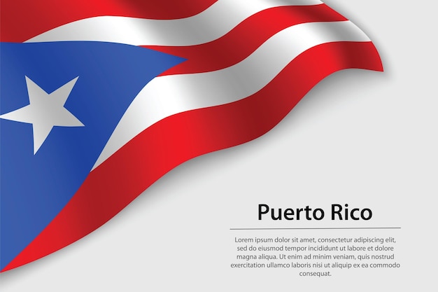 독립 기념일에 대 한 흰색 배경 배너 또는 리본 벡터 템플릿에 푸에르토리코의 물결 깃발