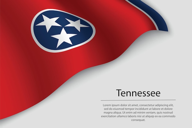 테네시의 물결 깃발은 미국 배너 또는 리본 벡터 템플릿의 상태입니다.