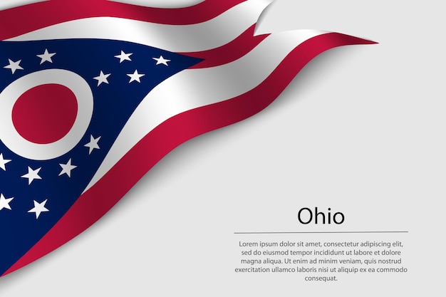 Wave flag of Ohio is a state of United States Banner or ribbon vector template