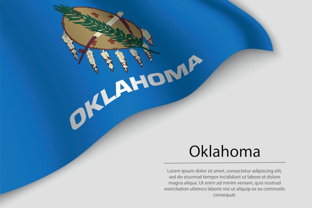 La bandiera dell'onda dell'oklahoma è uno stato degli stati uniti banner o modello di vettore del nastro