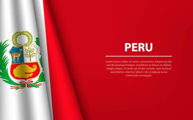 Wave flag of Peru with copyspace background