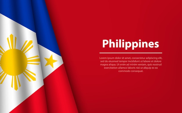 Wave flag of Philippines with copyspace background