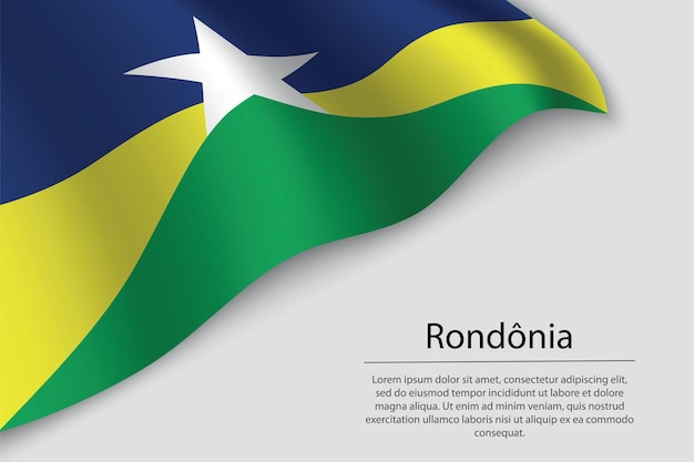 Wave flag of rondonia is a state of brazil banner or ribbon vector template