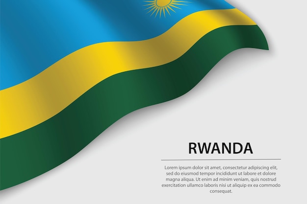 独立記念日の白い背景のバナーまたはリボンベクトルテンプレートにルワンダの波の旗