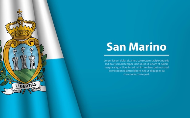 Vector wave flag of san marino with copyspace background