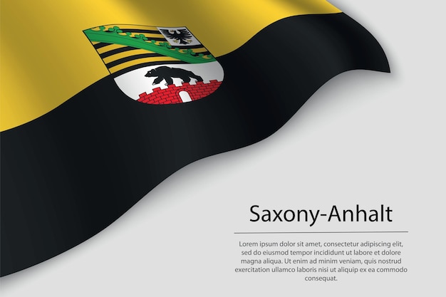 Vector wave flag of saxonyanhalt is a state of germany banner or ribbon vector template