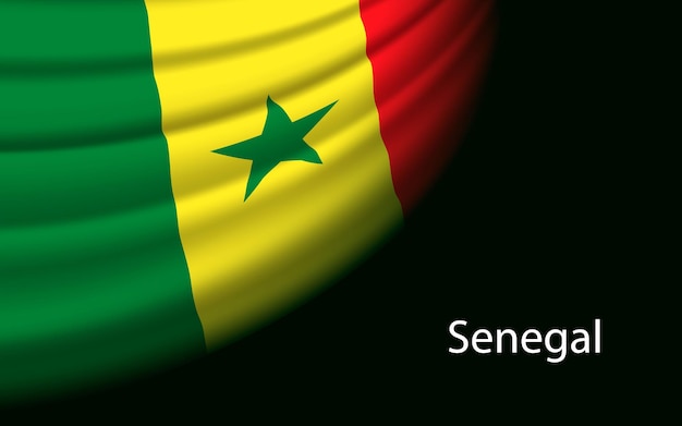 Волновой флаг Сенегала на темном фоне