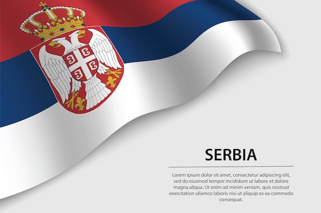 Wave flag of Serbia on white background Banner or ribbon vector template for independence day