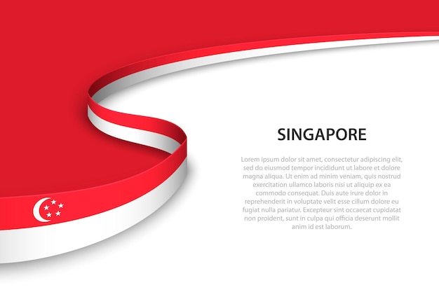 Onda bandiera di singapore con sfondo copyspace