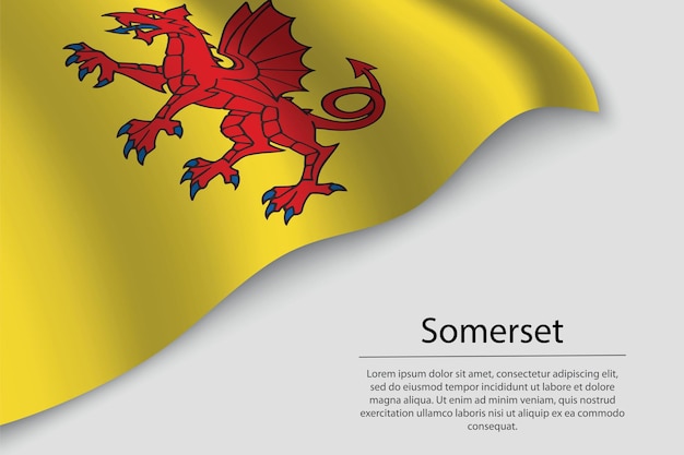 La bandiera dell'onda del somerset è un modello vettoriale di banner o nastro della contea dell'inghilterra