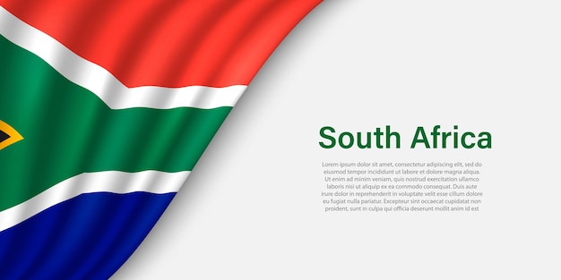 Wave flag of south africa on white background