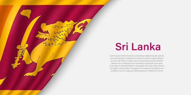 Wave flag of Sri Lanka on white background