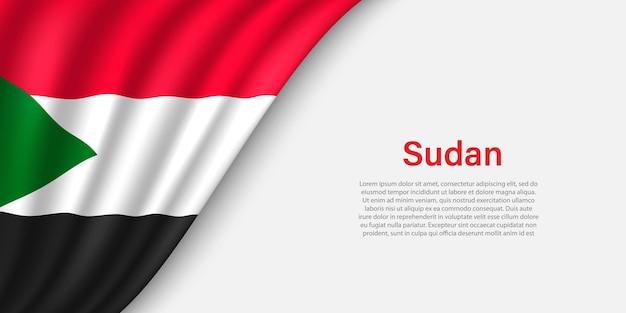 Wave flag of Sudan on white background