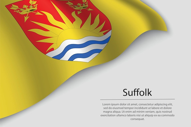 La bandiera dell'onda del suffolk è un modello vettoriale di banner o nastro della contea dell'inghilterra