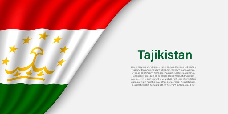 Wave flag of Tajikistan on white background