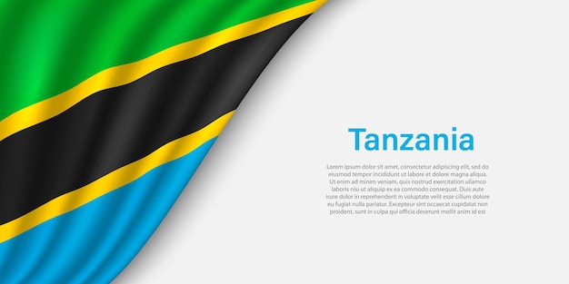 Wave flag of Tanzania on white background