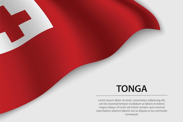 Волновой флаг Тонги на белом фоне Баннер или векторный шаблон ленты ко Дню независимости