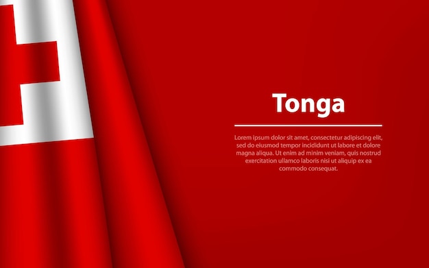 Wave flag of Tonga with copyspace background